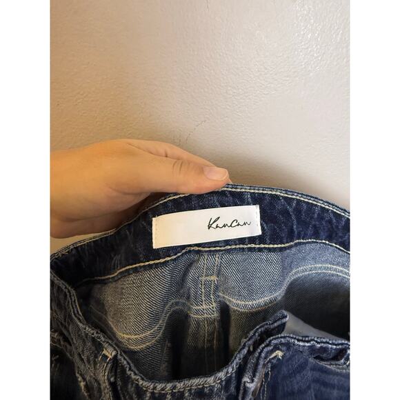 Kancan Denim Jeans Size 9/ 28 Raw Hem Dark Wash Distressed Cut - Picture 3 of 5